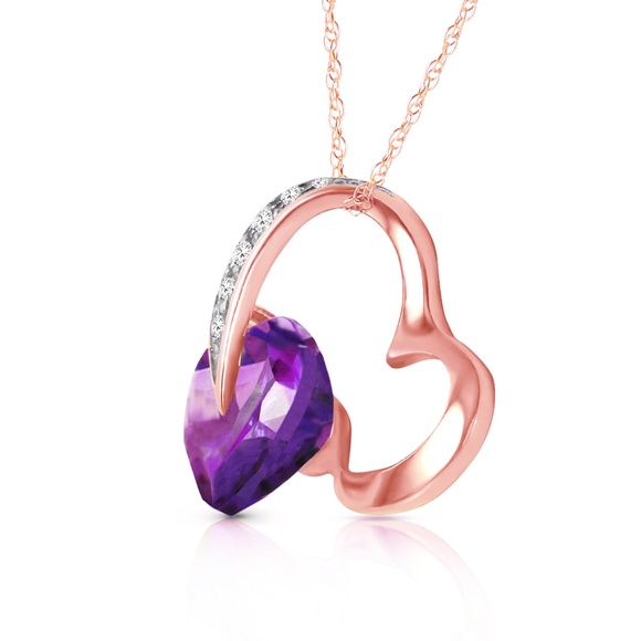 HEART NECKLACE WITH NATURAL DIAMOND & AMETHYST